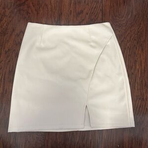 Faux Cream Leather Skirt - The Pants Store